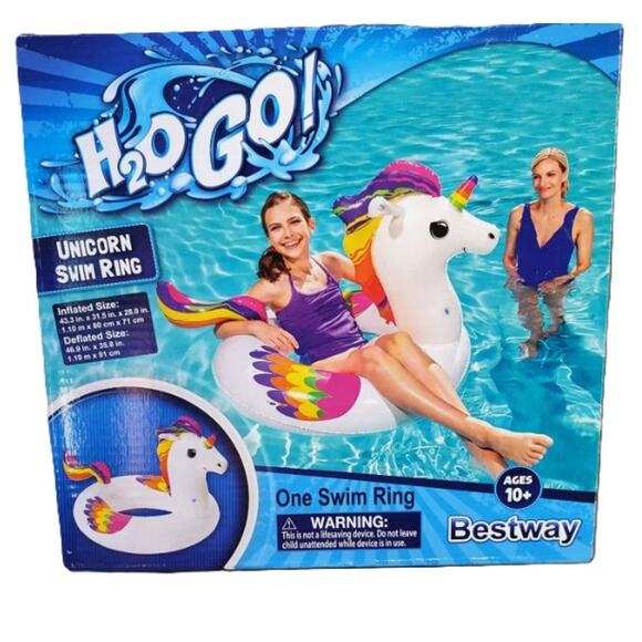 New Bestway H20 Go UNICORN Swim Ring Pool Beach Floatie - Picture 1 of 3